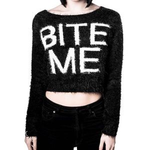 Killstar bite me fuzzy crop sweater